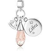 NARTGO Teardrop Birthstone 12 Constellation Charms for Women Horoscope Zodiac Sign Birthday Beads Compatible with Pandora Bracelets & Necklaces