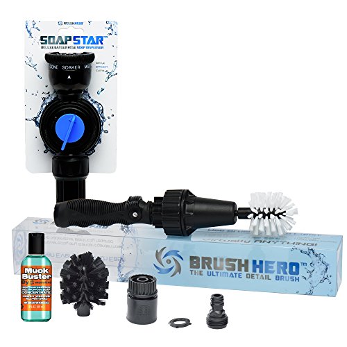 Brush Hero- Wheel Brush, Premium Water-Powered Turbine for Rims, Combined with SOAP STAR by Brush Hero and 2 oz. Muck Buster Health & Household, Household Supplies, Household Cleaning