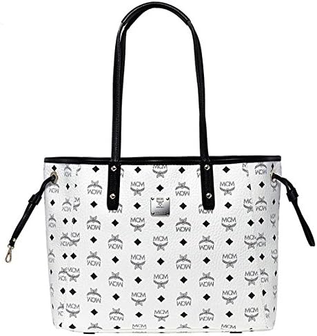 2015 MCM SHOPPER PROJECT Reversible Medium Shopper Bag Beige - MWP5SVI38IG /Beige, Black, Chark Pink, Cognac, Denim, White (White)
