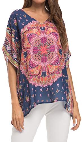 Women's Loose Casual Short Sleeve Floral Chiffon Tops T-Shirt Blouse