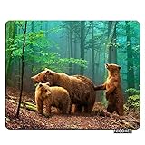 Nicokee Bear Gaming Mousepad Brown Bear Family in