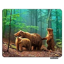 Nicokee Bear Gaming Mousepad Brown Bear Family in
