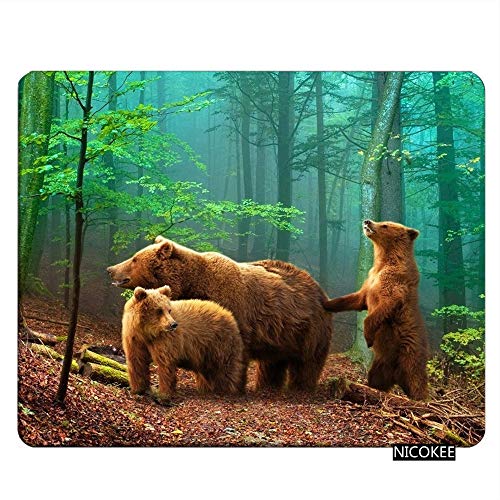 Nicokee Bear Gaming Mousepad Brown Bear Family in