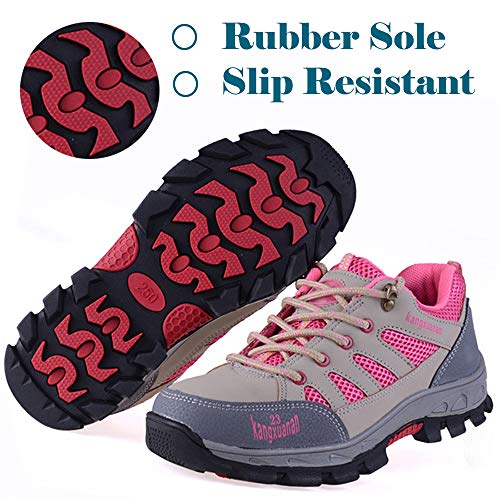 SUADEX Steel Toe Shoes Men Women, Indestructible Work Shoes Breathable Industrial Construction Non Slip Puncture Proof Composite Safety Toe Shoes 825-Pink Size 7.5 Women/6 Men