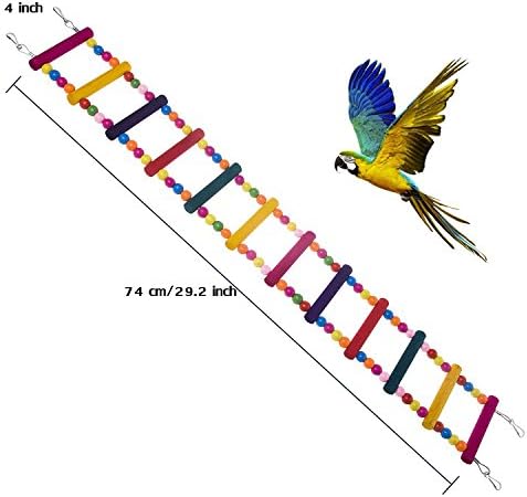 SZBOYU Bird Toys for Parrot Ladder,Swing,Trainning Rainbow Bridge for Parrots African Grey Parakeets Conures Cockatiels Cokatoo Lovebirds