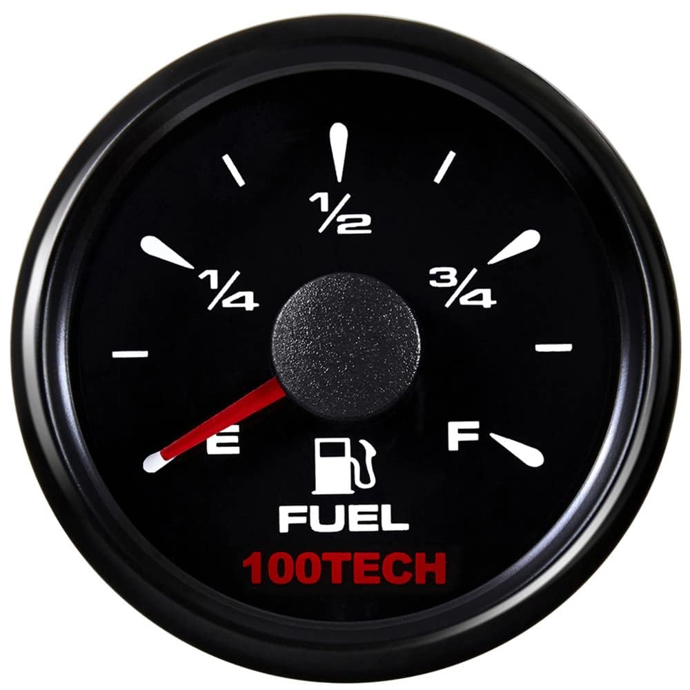 Photo 1 of 100TECH Fuel Gauge 0-90ohm Marine Fuel Level Gauge 52mm 2-1/16 Aftermarket Fuel Gauge Boat Automotive Replacement Gauge Motocycle Gas Car Truck Vehicle with 8 Color Selectable Backlit All Black
