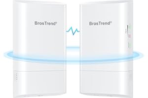 BrosTrend 5GHz 867Mbps WiFi Bridge Point to Point Outdoor CPE, Plug and Play 1KM Long Range Wireless Bridge with Passive PoE 