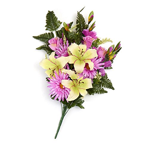 Lavender Poly Silk Mixed Lily, Gerbera Daisy and Gladiolus Half Bush | For Memorials