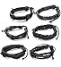 Jstyle 6 Pcs Mens Womens Braided Leather Bracelet Cuff Wrap Bangles Wristbands Adjustable Black