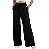 EVALESS Wide Leg Pants for Women Drawstring Elastic Waist Striped Kint Lounge Trousers Sweatpants with Pockets