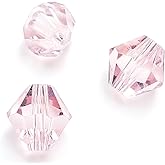 Chengmu 4mm Bicone Pink Glass Beads for Jewelry Making, Faceted Crytal Spacer Beads for Bracelet Necklace Earring, 1700pcs