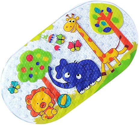 Nihoooo Baby Kids Bath Mat for Tub - Colorful Sea Non Slip Sticker Shower Mats For Bathtub/Bathroom - Durable Mildew Resistant Anti Bacterial PVC (Elephant)