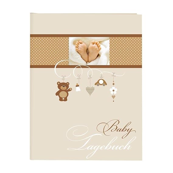 Goldbuch Babytagebuch, Litte Mobile, 21 x 28 cm, 44 illustrierte Seiten, Kunstdruck mit UV-Lack, Beige, 11237