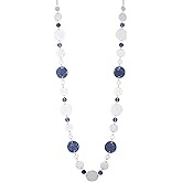 BULINLIN Layered Silver Long Necklace for Women Turquoise Stone Beaded Strand Sweater Chain Necklaces Fashion Costume Jewelry Gifts for Mom