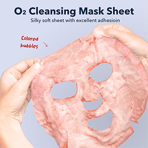 Purederm Deep Purifying Pink O2 Bubble Mask Peach (5 Pack) Bubble Face Sheet Mask for