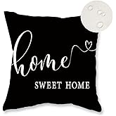 ONWAY Outdoor Throw Pillow Covers 18x18 Inch Waterproof Home Sweet Home Patio Forniture Cushion Case for Sofa Couch Black