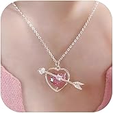 CYUKG Crystal Heart with Arrow Necklace for Women Cupid's Arrow Heart Necklace for Anniversary Christmas Valentine's Day