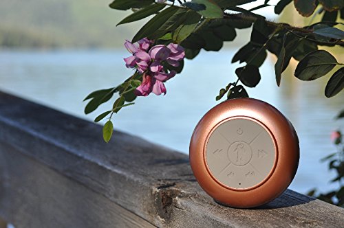 Waterproof Bluetooth Shower Speaker Splash Tunes - Portable, Hands Free, Wireless, Water Resistant, Shower Speaker with Built-in Mic and Suction Cup (Splash Tunes Pro, STP Rose Gold)