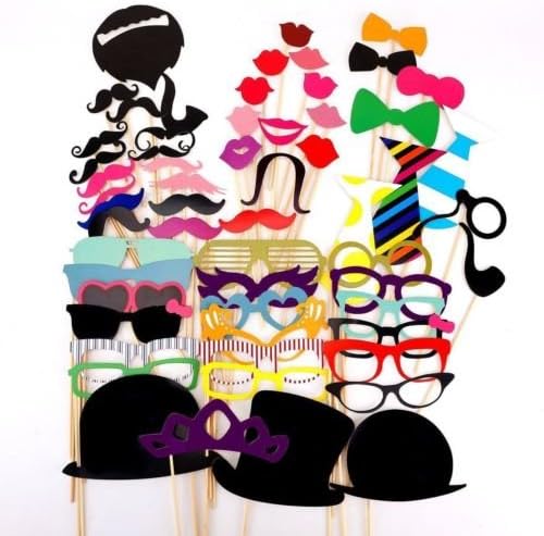 Toy Store - 58pcs DIY Party Masks Photo Booth Props Mustache On A Stick Wedding Party Favor - New Arrival