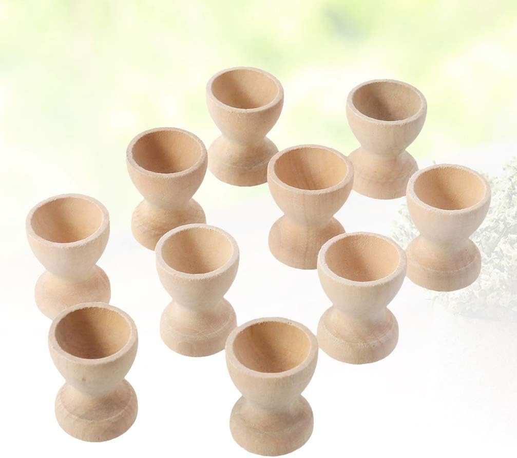 Amosfun 20Pcs Wooden Egg Cup Holders DIY Blank Unfinished Wooden Egg Stands Early Education Preschool Toys for Kids Craft Easter Birthday Baby Shower Party Supplies - Image 5