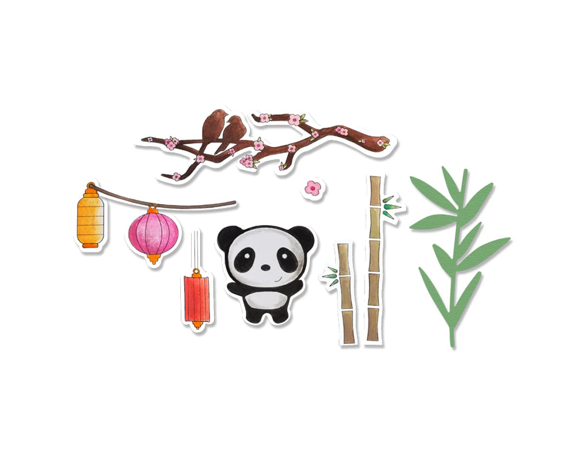 Sizzix Framelits Dies 11PK w/Stamps-Oriental Elements, Metal, Multicolour, 25.4 x 16.7 x 0.5 cm