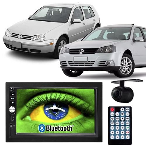 Central Multimídia Mp5 Golf 1999 à 2013 D720BT Moldura 2 Din Bluetooth Câmera Ré