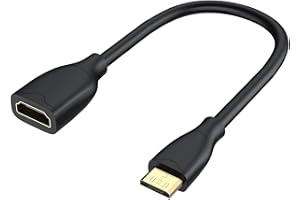 Mini HDMI to HDMI Cable, 0.5ft Mini-HDMI Male to HDMI Female Adapter, Support 4K 60Hz, 3D, for Camera, Camcorder, Graphics Ca