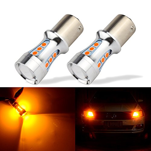 1156 LED Light Bulbs,12V BA15S P21W S25 1003 1141 18-SMD LED Bulbs For Car Rear Turn Signal lights Interior Brake Light Lamp Backup Lamps RV Camper lightsï¼ˆYellow 2pcs)