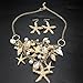 HUELE 2 IN 1 Summer Sea Shell Beach Necklaces Starfish Pearl Statement Chunky Necklace Pendant And Shell Earrings for Womens（Gold-plated）