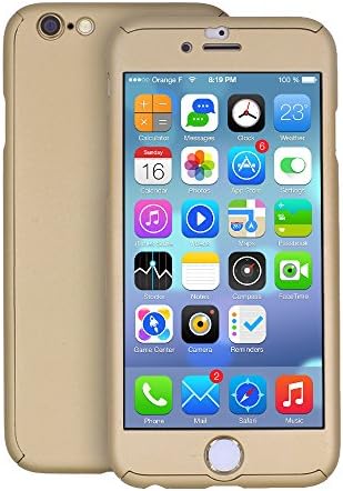 iBose iPhone 6 PLUS 360 Full Body Protection TPU Case Coated Non Slip Matte Surface with FOC Tempered Glass Screen Protector for Apple iPhone 6 PLUS (5.5-inch) (iphone6P-gold)