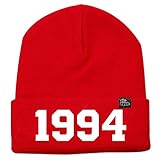 OKSTAR Bieber 1994 Knit Beanie Hat Letter Number Beanie (RED)