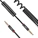 [4.2](20) VOJO Aux in Cord for Car 3.5mm Auxiliary Audio Cable with Mic/Microphone 6ft Coiled Hotline [Black], Ultra Slim Metal Shell for iPhone 6 6s Plus Beats Headphone, RemoteTalk & Tangle-Free