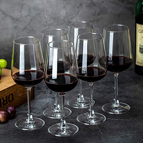 15-Oz Red White Wine Glasses Set of 8, Long Stem Clear Party Simple Wine Cups, Wedding Party Glassware