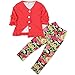 Jastore 3Pcs Baby Girls Flower Clothing Sets Coat+Shirt+Floral Pants (5T) Red