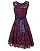 HiQueen Women Vintage Scoop Neck Sleeveless Floral Lace Cocktail Evening Dress