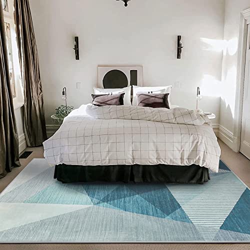 ASIinnsy Living Room Rugs Modern Abstract Rug Short Hair Large Soft Non-Slip Bedroom Rugs for Living Room Bedroom (Blue Grey, 160 x 200 cm)