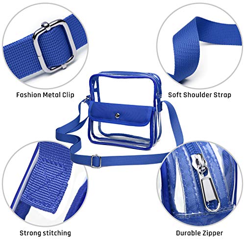 iSPECLE Clear Purse Stadium Approved, Clear Bag Approved for NFL, PGA, NCAA, Adjustable 4.92ft Shoulder Strap for Crossbody Bag, Blue