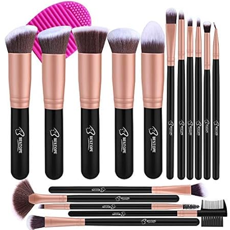 BESTOPE Make up Pinsel Set 16 Stück Premium Kosmetik mit Synthetisches Haar Pinselset kosmetik Kabuki Foundation Blush Eyesha