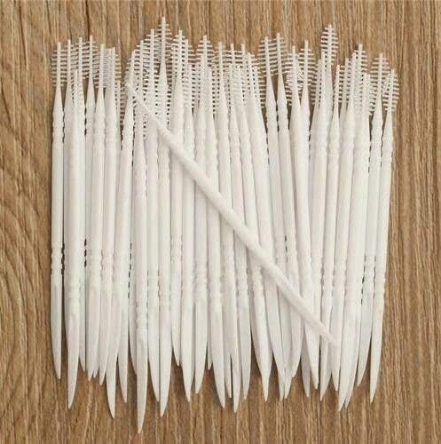 Plastic Double-headed Oral Care Dental Brush Floss Pick Teeth Sticks - Pack of 250 approx