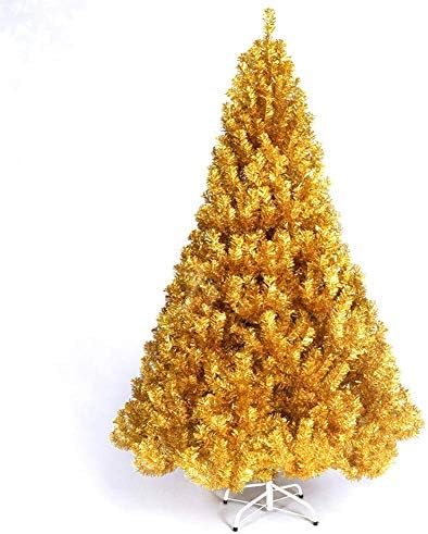 メタルスタンド付き人工クリスマスツリー100ledライトマルチカラーライトホームリビングルーム用の豪華な暗号化クリスマスツリー新年ギフトゴールド 180cm