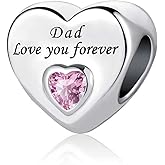 KunBead Birthday Pink Heart I Love You Forever Bead Charms Compatible with Pandora Bracelets for Dad Wife Granddaughter Mom Daughter Nan Auntie Grandma Sister Best Friends