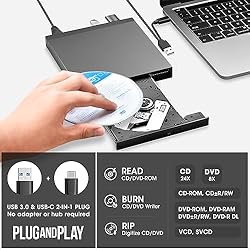 ROOFULL External CD DVD +/-RW Drive with SD Card