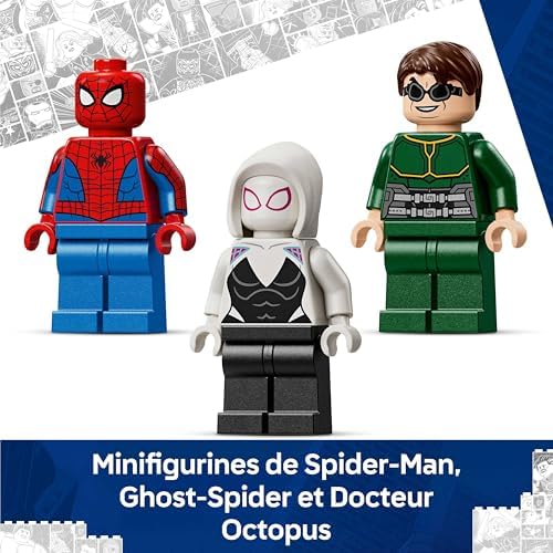 ǀ Marvel Le Combat des Robots : Spider-Man contre Docteur Octopus - Jouet de Super-Héros - 2 Figurines d'Action, 3 Minifigurines, Fusils à Tenons & Corde en Toiles - Cadeau Garçon dès 6 ans 76338