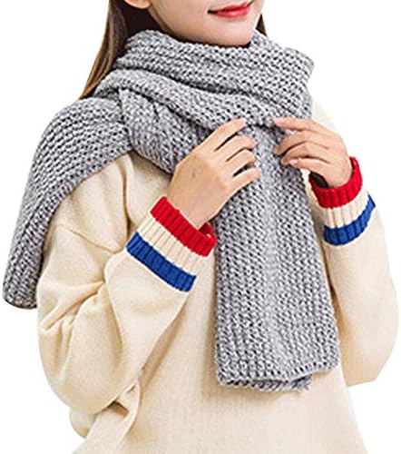 Women's Chenille Chunky Knitted Scarves Solid Thick Winter Warm Soft Neck Scarf