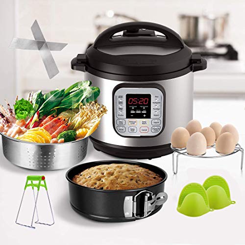 Pressure Cooker Accessories Set, Compatible with Instant Pot 5,6,8 QT Steamer Basket,Egg Rack, Springform Pan,Egg Bites Mold,Steamer Basket Inserts,1Pair Silicone Mitts/7pcs
