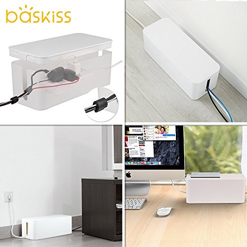 [Set of Three] Cable Management Boxes Organizer, 50 Wire Ties, Large Storage Holder for Desk, TV, Computer, USB Hub, System to Cover and Hide & Power Strips & Cords - Thumbnail 4