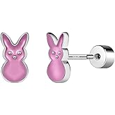 AOEDEJ Easter Earrings for Women Cute Bunny Earrings Easter Earrings Studs Bunny Stud Earrings Sterling Silver Rabbit Carrot Easter Egg Earrings