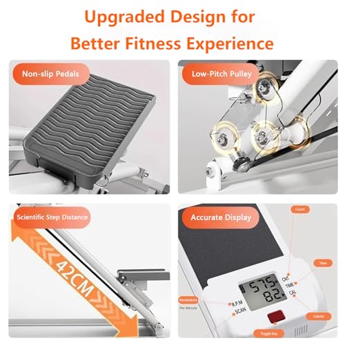 Foldable Stepper for Home Exercise, Vertical Stepper Climber Machine, Adjustable Stair Climber with LCD Monitor & Resistance Bands, Smooth & Quiet Hydraulic System, Full-Body Cardio Workout Equipment