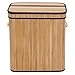 SONGMICS Divided Laundry Hamper Two-section Basket Double Dirty Clothes Storage Sorter with Lid Handles and Removable Liner Natural Bamboo Color ULCB64Y