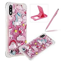 Herzzer Liquid TPU Case for Samsung Galaxy M10/A10,Shock-Absorbing Glitter Rubber Case for Samsung Galaxy M10/A10, Stylish Rainbow Pony Pattern Sparkly Quicksand Sequins Soft Cover